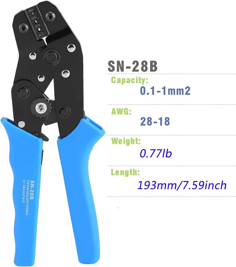 Fraternize 60 Sets JST Servo Connector Kits Plug Male Female Crimp Pin Cable with SN-28B Dupont Crimping Tool 0.1-1.0mm ²(AWG28-18) Compatible JST SYP servo wire cable for RC Car Hitec Spektrum Model Airplanes - Image 3